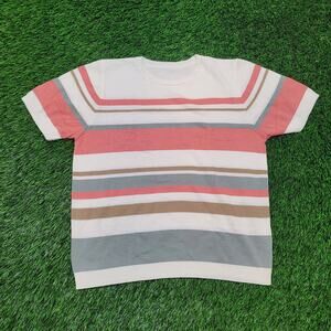 VTG 70s Striped Knit Sweater Tee Womens L Retro Preppy USA